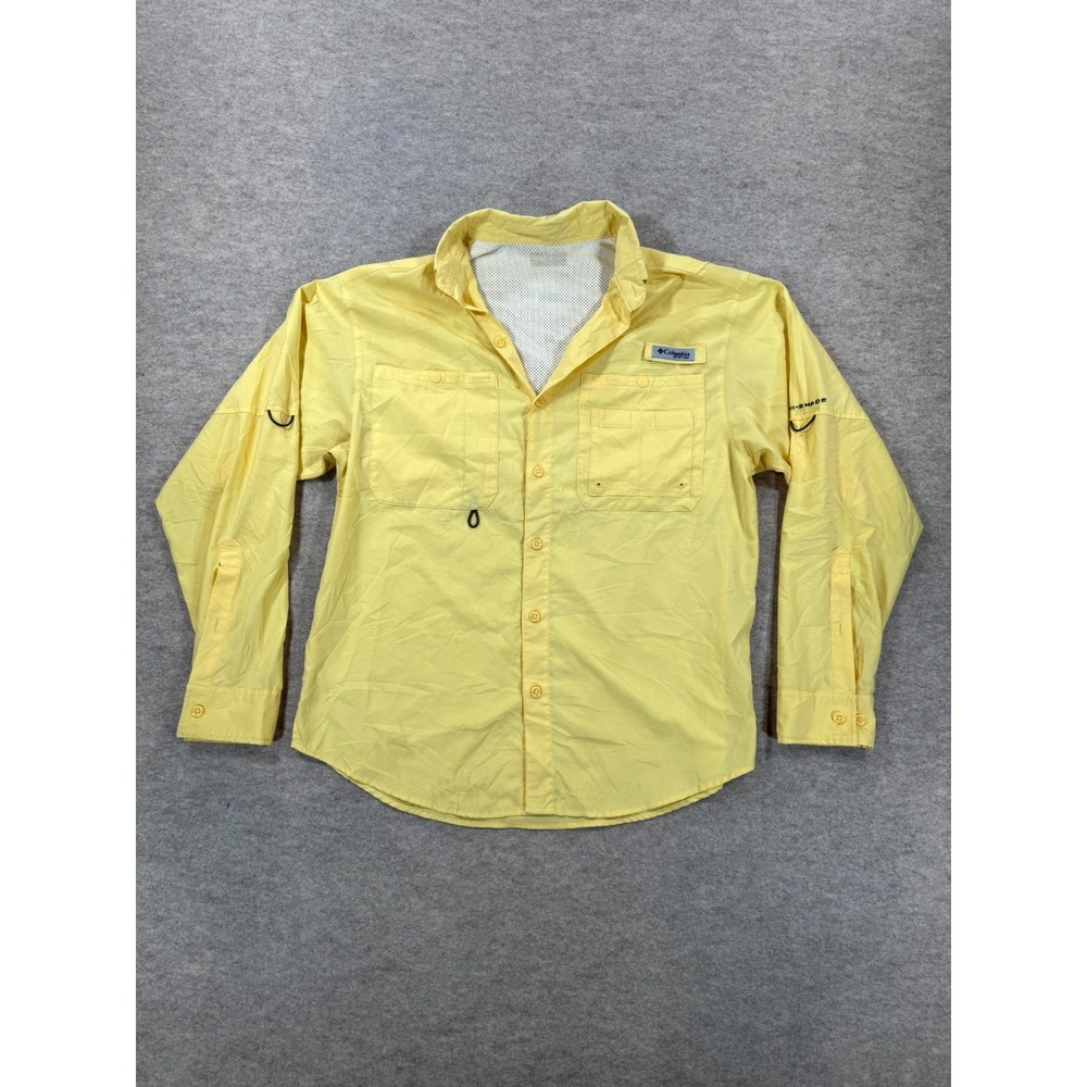 Columbia PFG Tamiami II Long Sleeve Fishing Shirt Mens Yellow UPF 40 Omni Shade